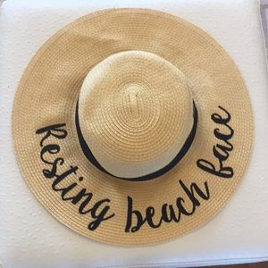Tan and black sun hat